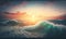 Ethereal Dawn Sea Waves Panorama for Dreamy Backgrounds.