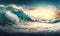 Ethereal Dawn Sea Waves Panorama for Dreamy Backgrounds.