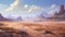 Ethereal Desert Landscape With Rocky Terrain And Tall Grassland