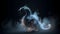 ethereal dragon with smoke on black background, neural network generated image