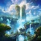 Ethereal Dreamscape: Floating islands with cascading waterfalls into endless abysses