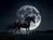Ethereal Equine: Graceful Dark Horse Amidst the Full Moon\\\'s Radiance