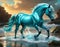 Ethereal Equus: Hyperrealistic Radiance in Turquoise