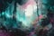 Ethereal Forest in Spray Paint Art with colorful tones