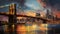 Ethereal Gateway: Impressionistic Ode to the Brooklyn Bridge