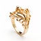 Ethereal Gold Leaf Ring Inspired By Crown - Exquisite Filigree Design