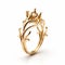 Ethereal Gold Ring With Luminous 3d Leaves And Flowers