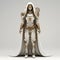 Ethereal Golden Armored Character In Intricate White And Gold Costume