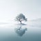 Ethereal Illustration Of A Serene Snow-covered Tree By The Water