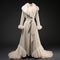 Ethereal Ivory Shearling Fur Collar Coat - 1940s1950s Inspired