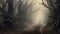 Ethereal Journey: Ghostly Figures in the Misty Forest