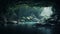 Ethereal Lake In Mysterious Cave: Realistic Rendering With Serene And Calming Vibe