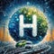 Ethereal landscape: Cybernetic Hydrogen Sphere in Futuristic Cybercity, generative ai