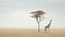 Ethereal Landscape: Majestic Giraffe In A Desolate Savanna