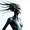 Ethereal minimalist alien race cybergoth fashion photography painting.