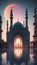 Ethereal Mosque in Soft Sunrise Glow, Generative AI