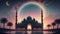 Ethereal Mosque in Soft Sunrise Glow, Generative AI