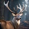 An ethereal, multi-dimensional stag with antlers that span the boundaries of parallel worlds2