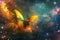 Ethereal Patterns Golden Butterflies in Astral Flight