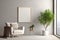 Ethereal and peaceful room highlighting a home mockup frame, 3D rendered