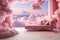 Ethereal Pink clouds room. Generate Ai