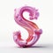 Ethereal Pink Liquid 3d Font Letter S In Rococo-inspired Art Style