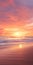 Ethereal Pink Sunset Over Beach With Detailed Background - Uhd Image