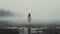 Ethereal Portrait: Woman Standing In Ivory Fog
