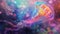 Ethereal Rainbow Jellyfish Dancin Air. Translucent body shimmering rainbow, mesmerizing magical
