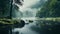 Ethereal River Flowing Through Forests: Serene And Calming Vibe
