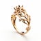 Ethereal Rose Gold Ring With Diamond Foliage Design