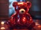 Ethereal Ruby Embrace: Transparent Teddy in Radiant Red