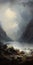 Ethereal Scottish Landscape: A Serene Painting Of Mountainous Vistas