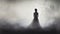 Ethereal Silhouette: A Graceful Woman Emerges From The Fog