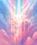 Ethereal Sky with Pastel Clouds and Light Rays. Generative AI