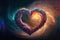 Ethereal, spiritual heart with colourful energy swirling over it\\\'s surface. Generative AI