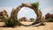 Ethereal Stone Arch Oasis: A Realistic Yet Beautifully Sculpted Desert Gate