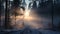 Ethereal Sunrise: Mystical Realism In A Snowy Forest