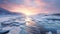 Ethereal Sunset: A Frozen River In The Arctic Ice Region