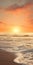 Ethereal Sunset: Realistic 3d Ocean Waves On A Beach