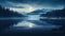 Ethereal Symbolism: Moon Reflected In Lake, Norwegian Nature Landscape