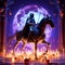 Ethereal Urban Fantasy: 3D Rendered Glassblowing Superrealism with an Ancient Vampire Skeleton Riding a Horse in an Urban Setting