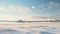 Ethereal Winter Landscape: Snowy Field, Houses, And Trees In Rural America