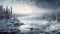 Ethereal Winter River Scene In Quebec Province: A Photorealistic Nature Landscape