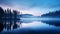 Ethereal Winter Sunrise: Indigo And Cyan Nature Lake Landscape