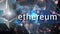 Ethereum blockchain technology, background abstract illustration