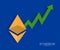Ethereum and chart, rising prices, bullran icon, background money
