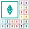 Ethereum classic digital cryptocurrency flat color icons with quadrant frames