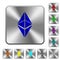 Ethereum classic digital cryptocurrency rounded square steel buttons