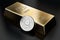 Ethereum coin lean against gold ingot bullion bar. Ethereum as desirable as gold - concept.